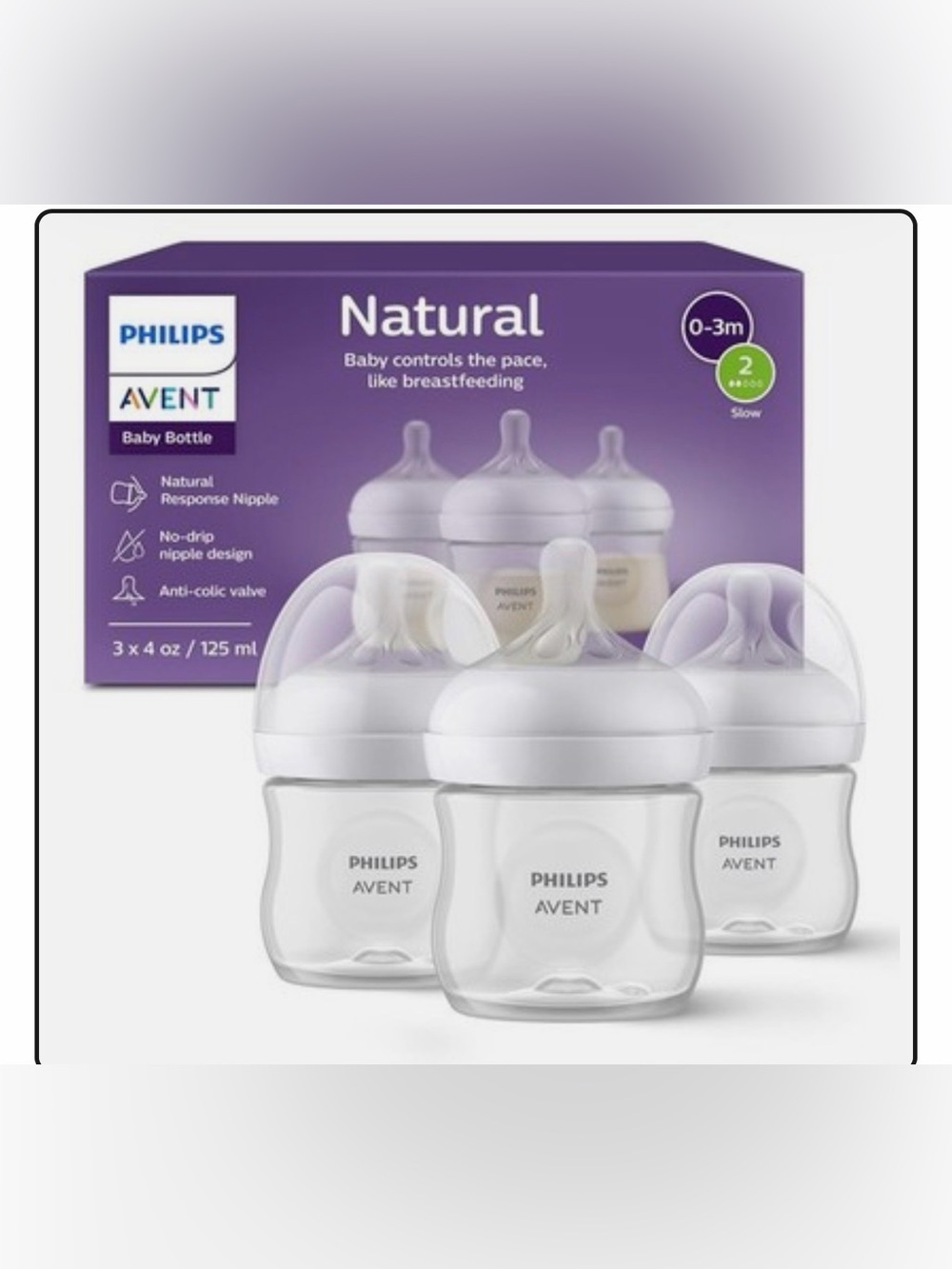 Philips AVENT Natural Baby Bottles - White (3 Pack)